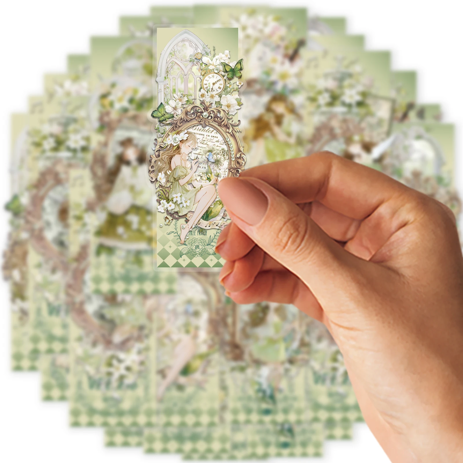 10 sztuk naklejek z zakładkami Green Field Forest Fairy do ręcznie robionych albumów, dekoracji DIY, książek i przyborów szkolnych
