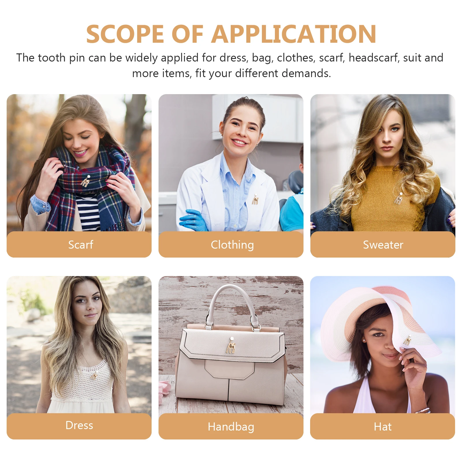 

2Pcs Tooth Lapel Pin Unique Alloy Clothes Brooch Durable Metal Pins for Nurse Medical Backpack Suit Hat Accessories