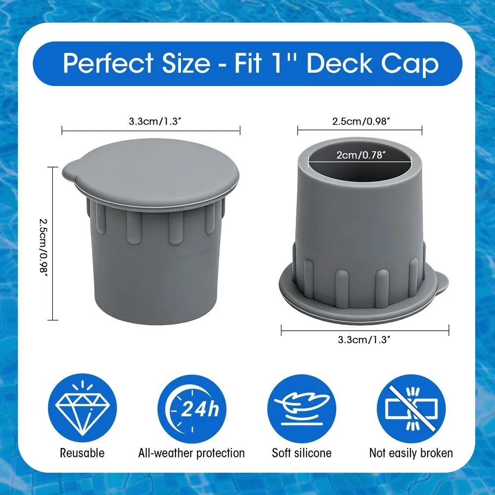 20 Piece Pool Fence Cap Set Fits 1 Inch Ground Sleeves Snap-in Design Enhances Safety for Homes with Children or Pets