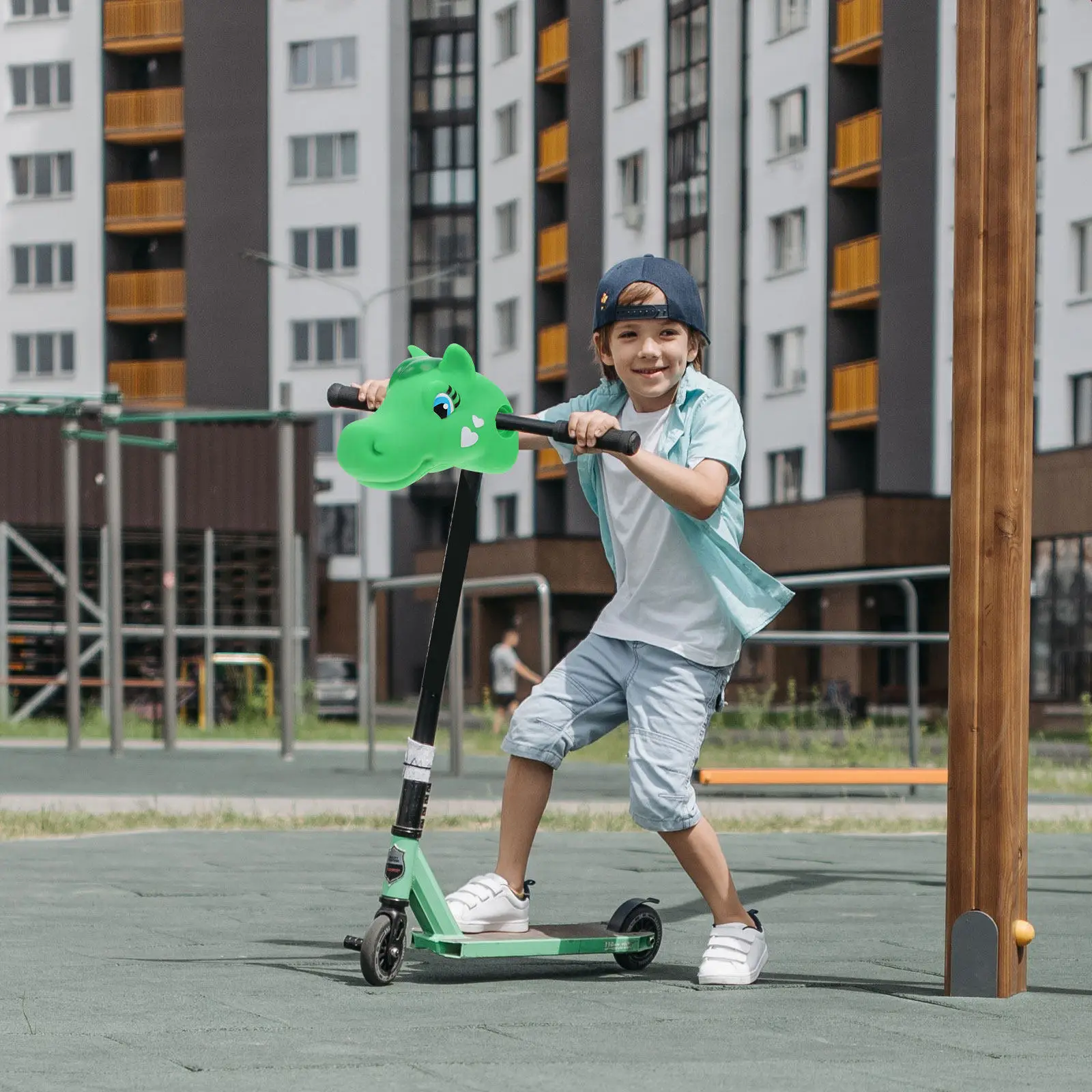 

1 шт. Мультяшное украшение для руля велосипеда: силиконовая голова лошади, креативный декор для самоката, для использования на улице, мультяшный аксессуар для велосипеда