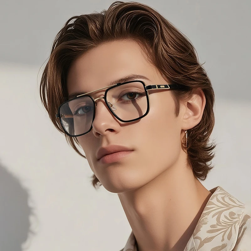 BEMORE High Quality Metal Prescription Glasses Anti Blue Light Pilot Progressive Myopia Optical Men's Grade Glasses