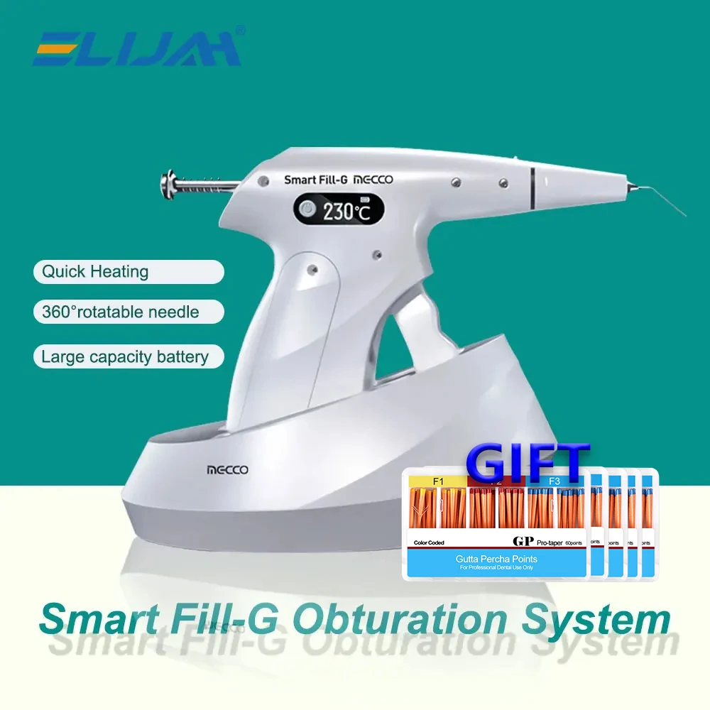 

ELIJAH Dental Smart FilI-G Endo Обтурация Gutta Percha Заполняющий пистолет Кореневые каналы Точная система 360° ° вращающиеся иглы стоматологические инструменты