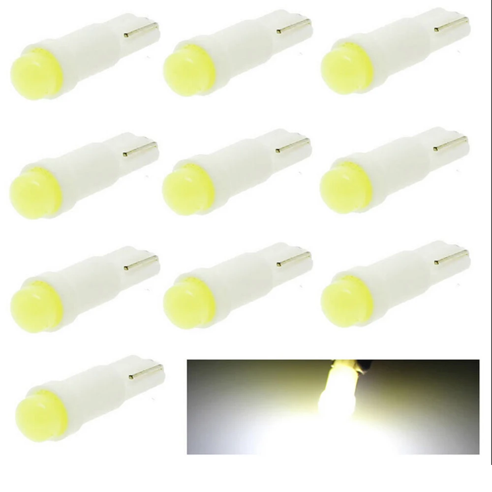 

Bulb Lamp 10 pieces white T5 1 Led Cob Dashboard Wedge Ceramic Auto Light Accessories 6000K