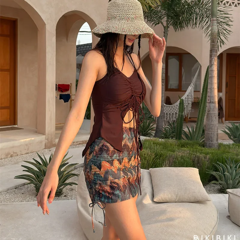 

Women's Two-Piece Swimsuit Slimming Concealing Empty Cup Free Thermal Spring Vacation Bikini Set Fashionable 2025 New Arrival