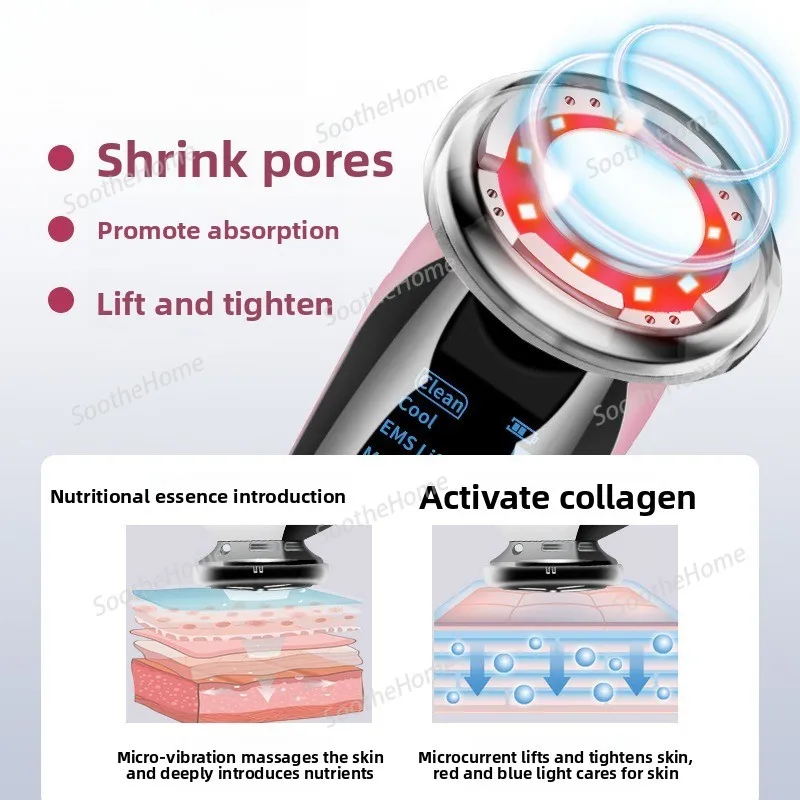 Beauty Equipment: Ems Photorejuvenation Device, Firming, Lifting,cold and Hot Color Light Introduction Device Face Massager