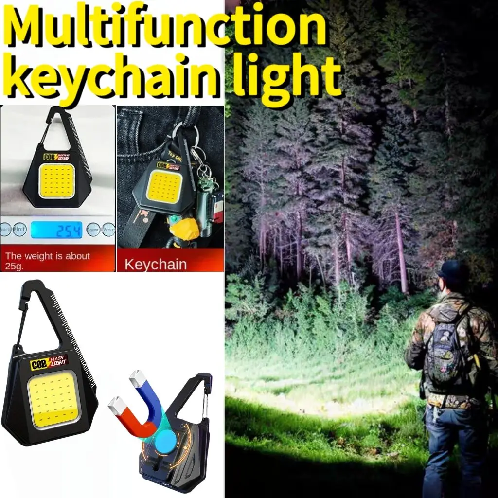 

Mini Portable COB Flashlight Keychain Light 3 Lighting Modes Flashlight Outdoor Waterproof Emergency Camping Fishing Work Light
