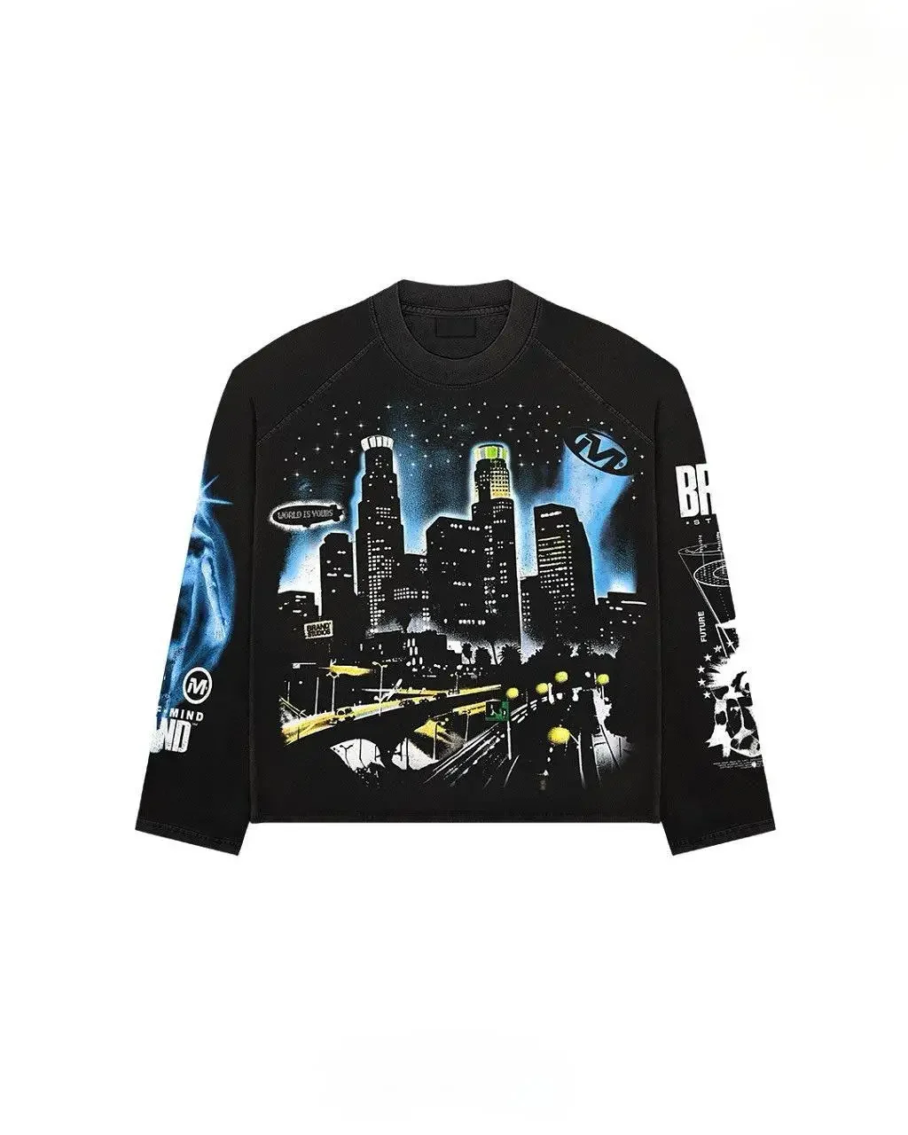 Y2K America Streetwear Tee Gothic Letter Graphic Print Trendy Long Sleeves T-shirts Cotton Sweatshirt Couple Tops Men Clothing