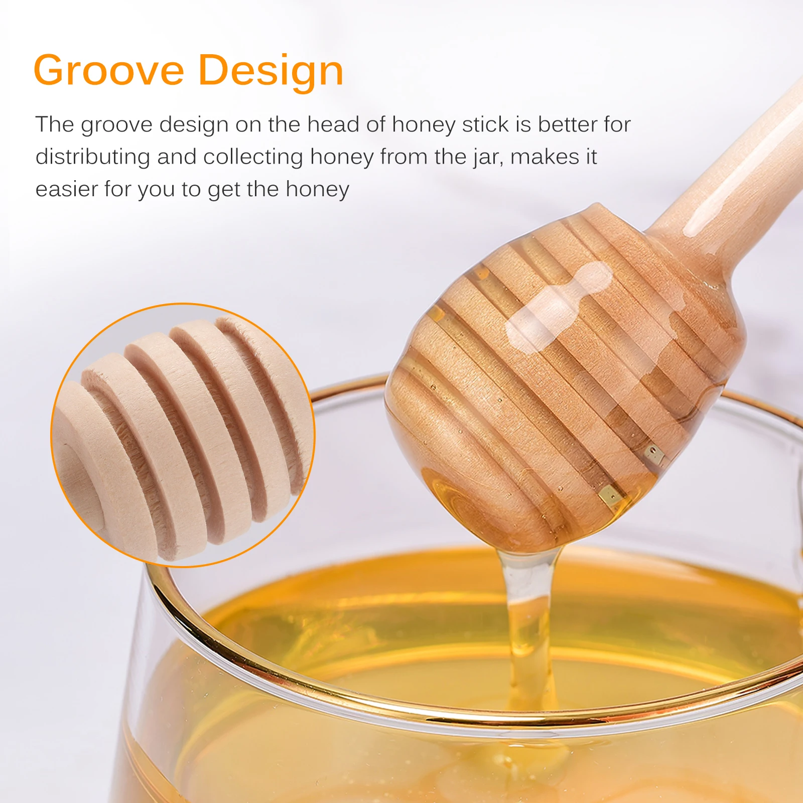 Wood Honey Stir Bar Mixing Handle Jar Spoon Practical 100Pc  Dipper Honey Long Stick Supplies Honey Kitchen Tools8/10/11/15CM