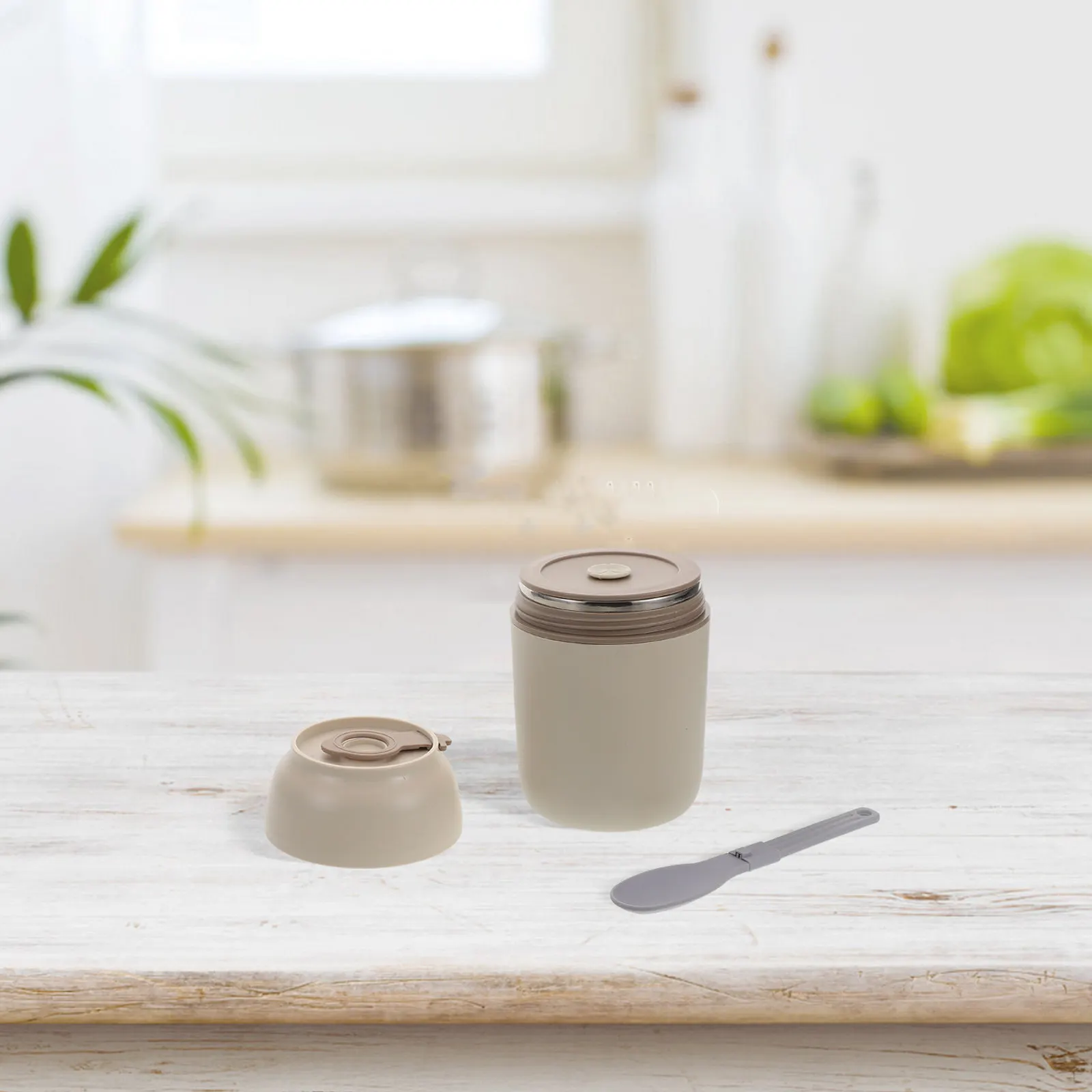 

500ml Stainless Steel Container Microwave Safe Double Wall Insulated Leakproof Spoon Travel Breakfast Cereal Cup Mug