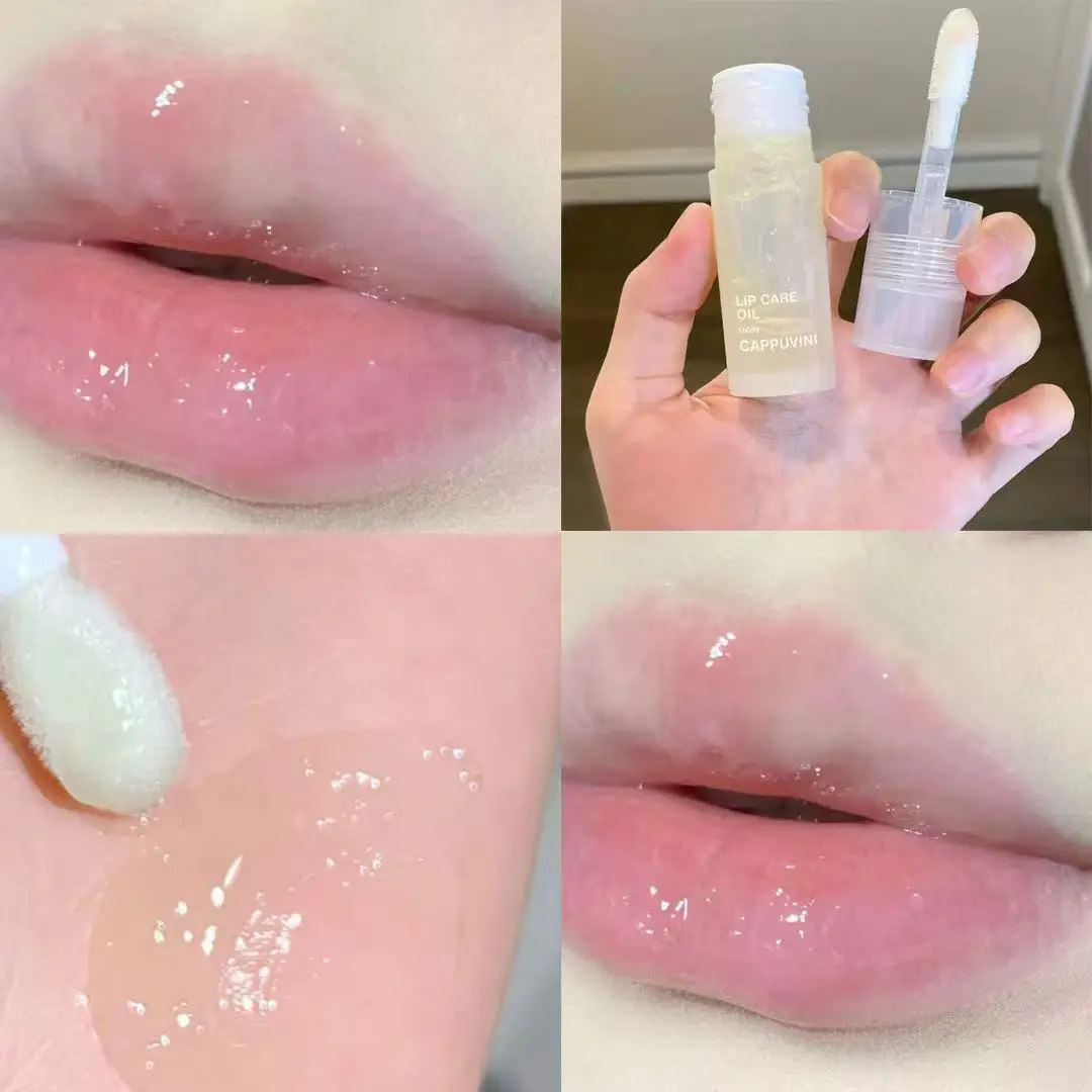 Perzik Melk Honing Lipolie Verlicht Droog Hydraterende Lipgloss Vervaagt Liplijnen Water Lichte Lippen Grote Opzetborstel Schattig