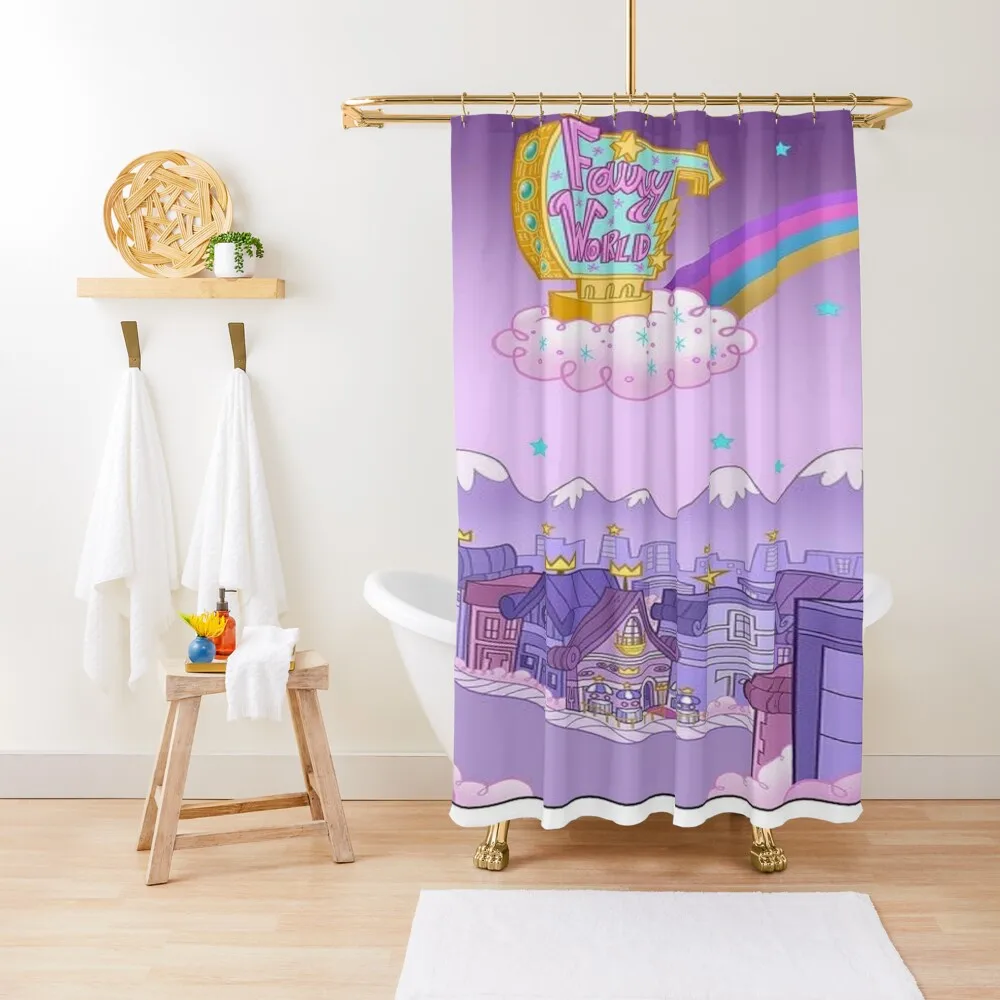 Fairly Odd Parents Fairy World Shower Curtain For Bathroom Anime Bathroom Curtain