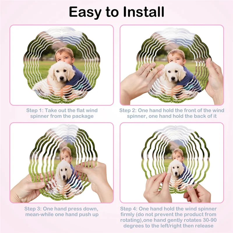 SR-2PCS 8 بوصة التسامي الرياح سبينر فارغة شخصية صور الرياح المغازل للحديقة