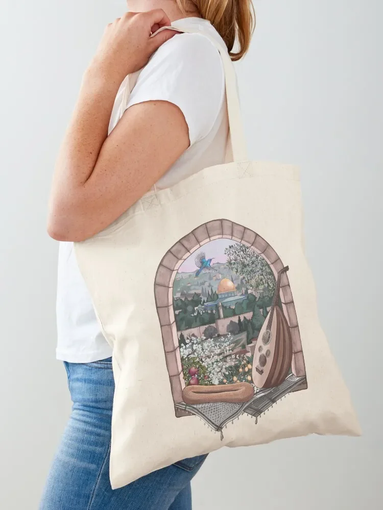 The land speaks Arabic Tote Bag canvas tote woman shopping bag sac pour femme Tote Bag