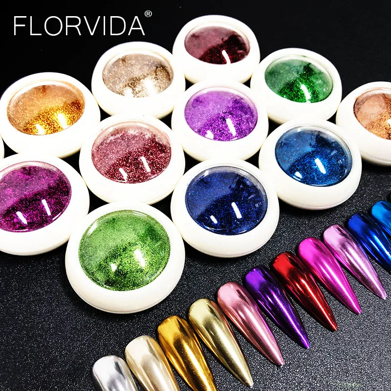 Nail Art Magic Mirror Powder Laser Charm Pigment Glitter Holographic Chrome Dust Rub On Nails Sparkly Decorations For Manicure