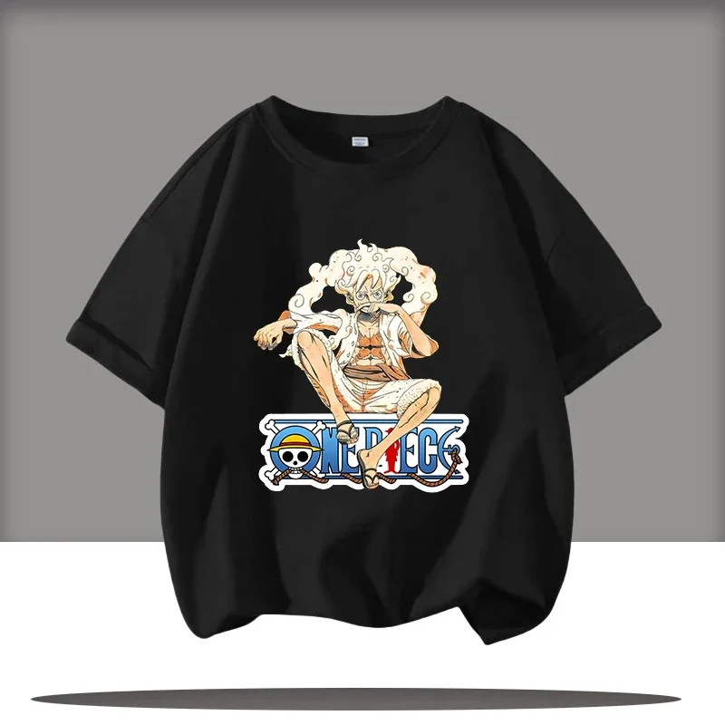 

New boys' sports shirt summer T-shirt, "One Piece" children's short-sleeved shirt with Luffy cartoon print, girls' casual top