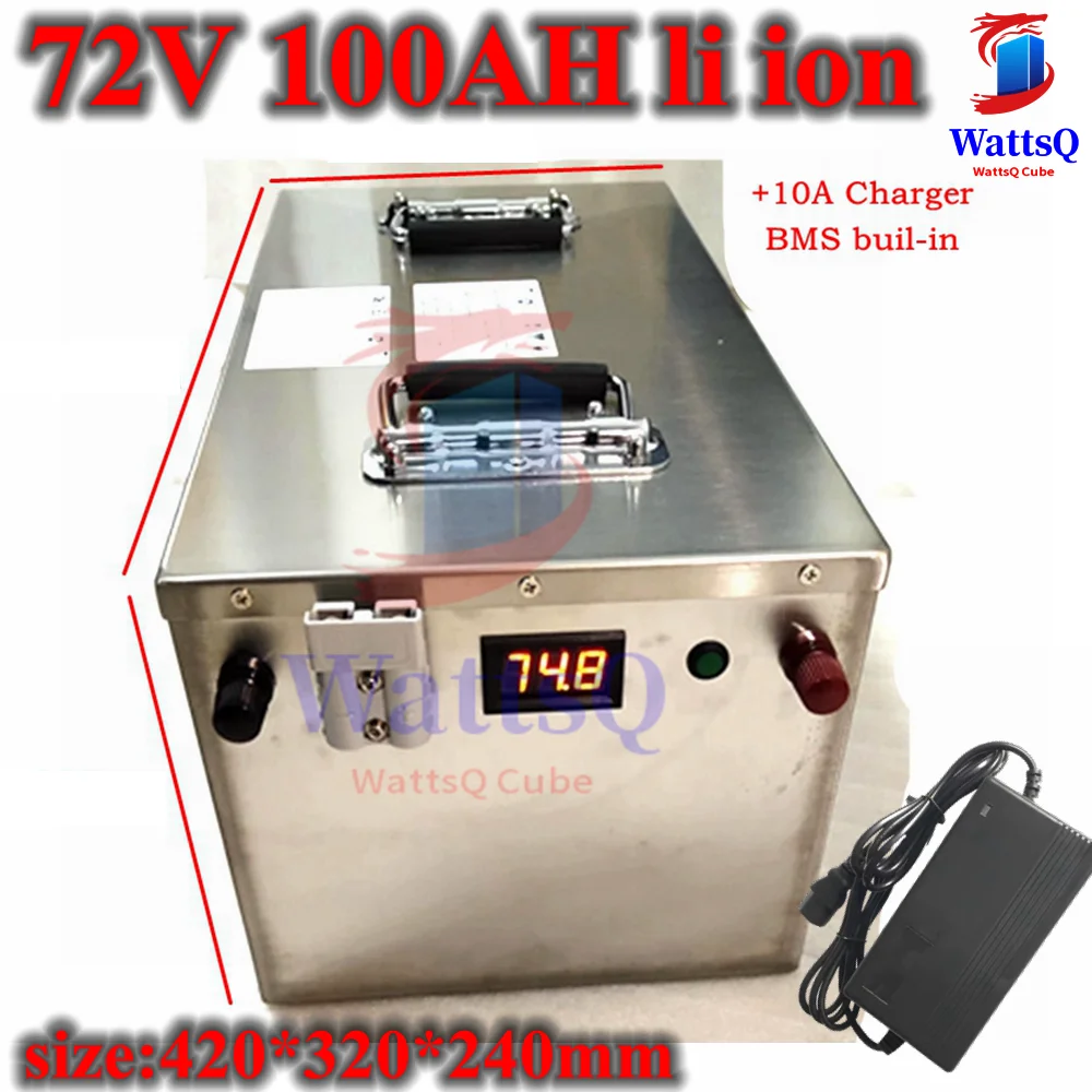 

Waterproof 72V 100Ah Li-ion battery with BMS for 3500W 5500W 7200W tricycle Forklift EV motorcycle scooter +10A Charger