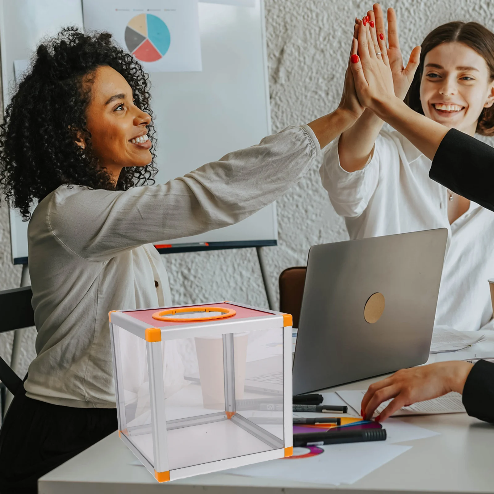 

Red Raffle Box 20cm Clear Suggestion Donation Box Voting Drawing Ballot Fundraising Collection Container Secure Prize