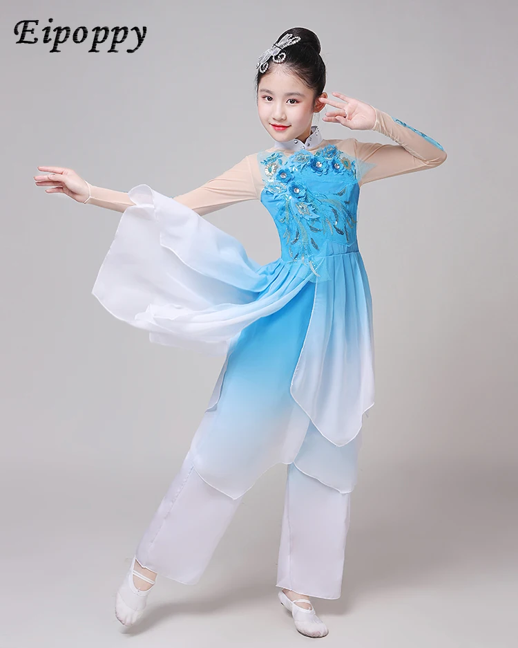 Yangko ชุดเต้นรำคลาสสิกสำหรับเด็กผู้หญิงชุดเต้นสไตล์พื้นเมืองของเด็ก