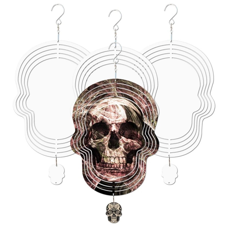 

Sublimation Wind Spinner Blanks, Skull Shape 3D Aluminum Wind Powered Kinetic Sculpture For Yards & Garden