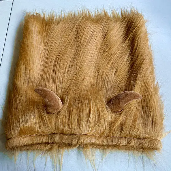 Funny Pet Dog Lion Head Wig Cosplay Prop Hat Dog Dress Up Lion Plush Hat Has Elk Antler Wig Halloween Christmas Pet Supplies