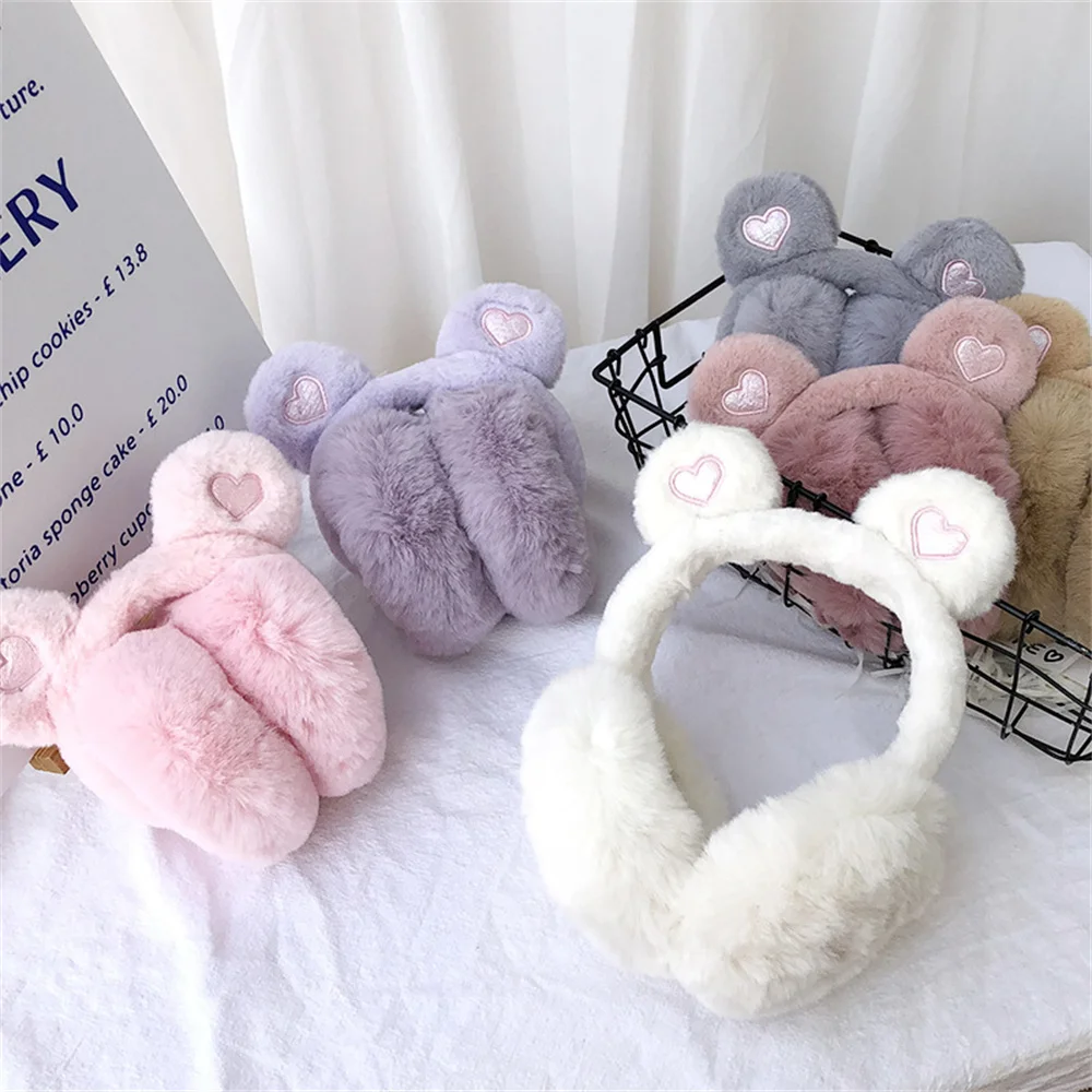 Inverno caldo carino orecchie da orso paraorecchie per le donne ragazze peluche morbido addensato protezioni per le orecchie all\'aperto paraorecchie