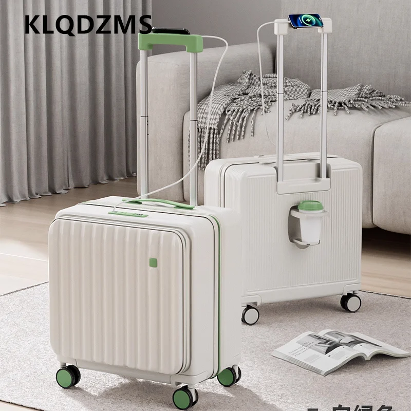 KLQDZMS حقيبة سفر محمولة بفتحة أمامية للكمبيوتر المحمول حقيبة الصعود 18 "20 بوصة إطار من الألومنيوم حقيبة تروللي بعجلات حقيبة المقصورة #2