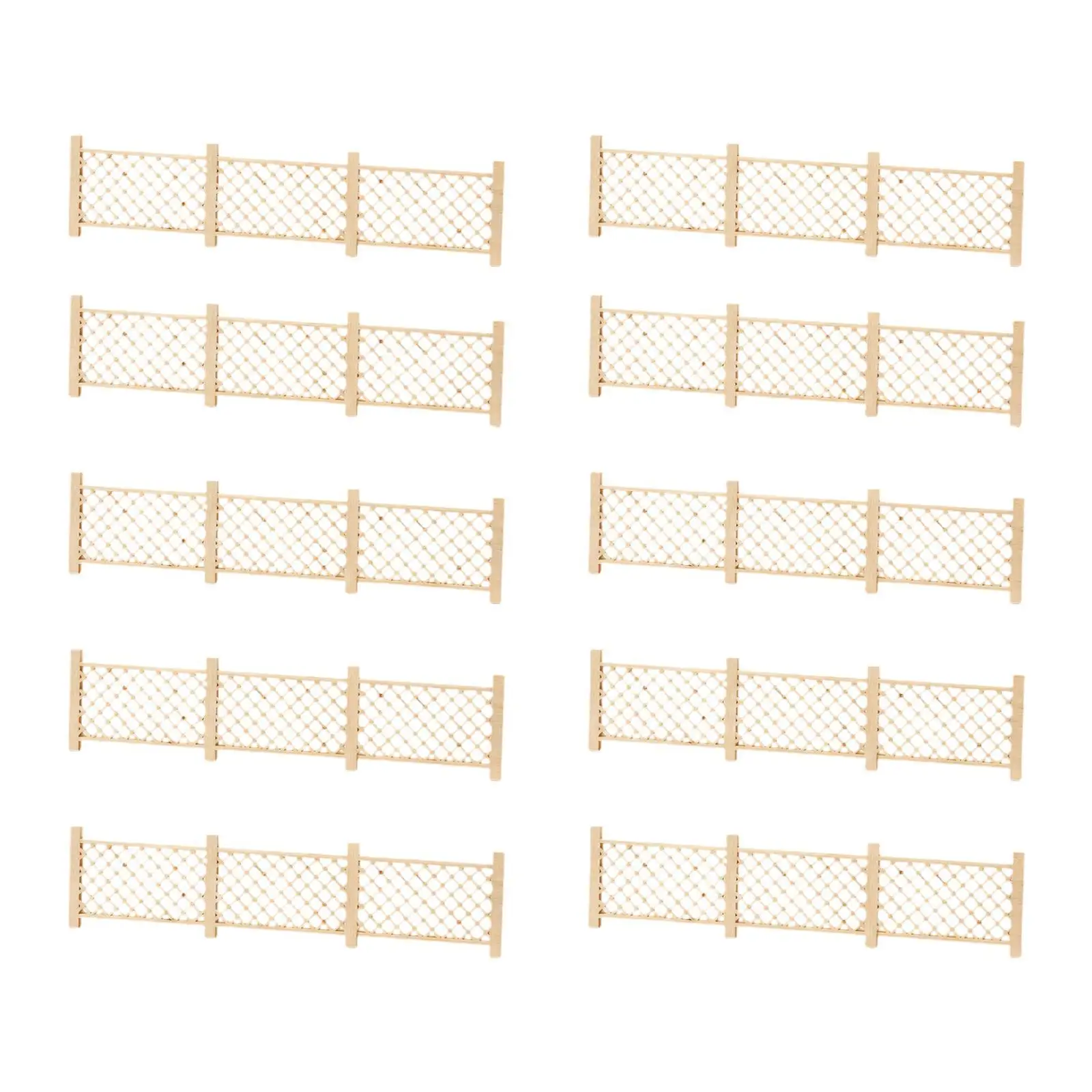 10 Stuks 1/50 Schaal Miniatuur Hekken Hout Modelspoor Accessoires Landschap Hekken voor Diorama's Spoorweg Model Treinen Decoratie DIY