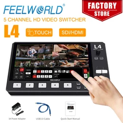 FEELWORLD L4 10.1 Cal Multi kamera wideo mikser z ekranem dotykowym 4xHDMI 1xsdi wejścia Chroma klucz USB3.0 przekaz na żywo