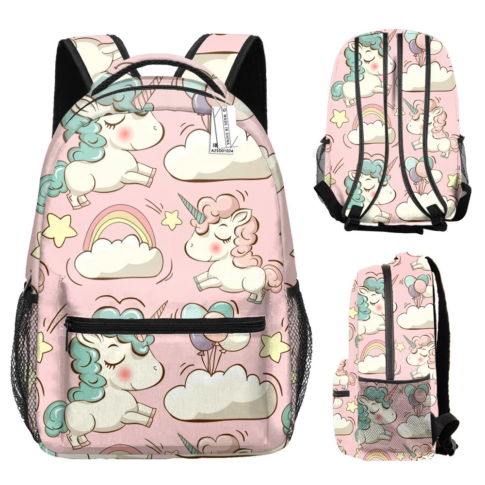 Classic Popular Novelty unicorn student Bookbag Notebook Backpacks 3D Print Oxford Waterproof Boys/Girls Travel Backpacks