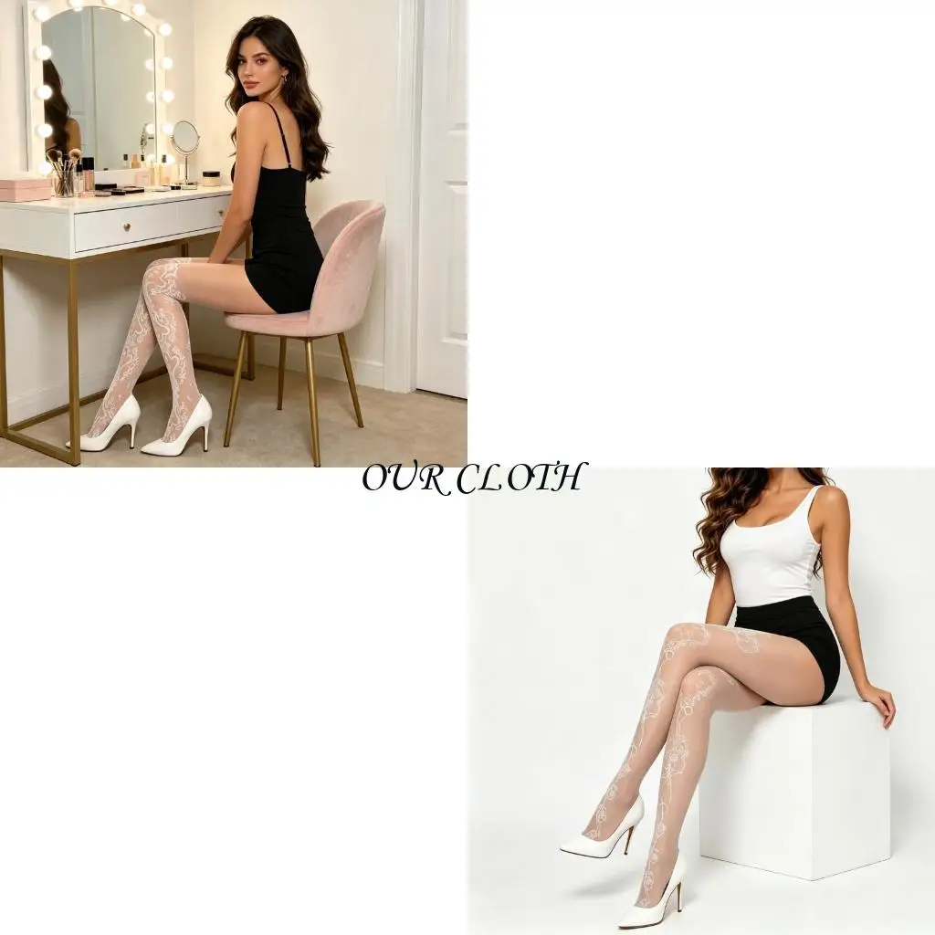 Sheer Tights Patterned High Waist Pantyhose Silk Stockings Women's Control Top Tights Pantyhose Thigh High Stockings Y1AC