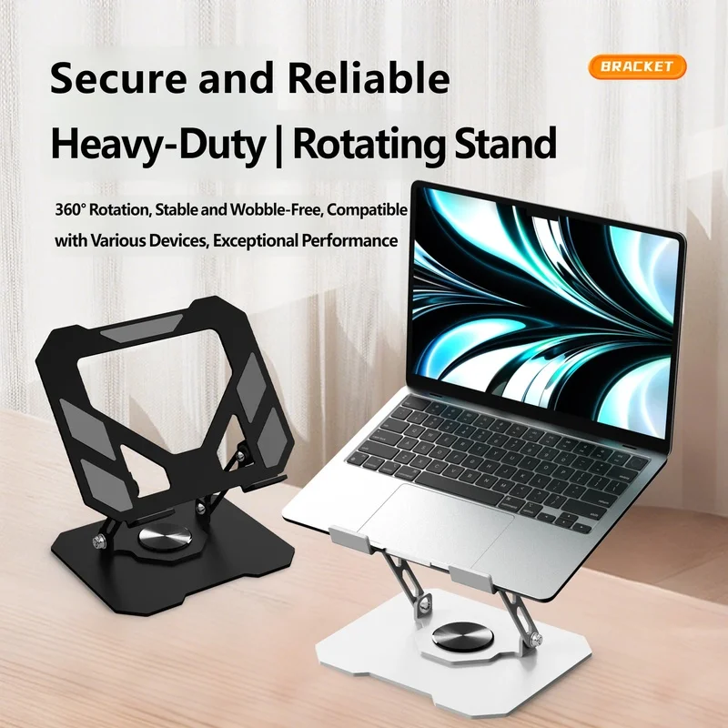 Aluminum Laptop Tablet Stand 360° Rotating Height Adjustable Cooling Riser Desktop Phone Holder for MacBook iPad Notebook