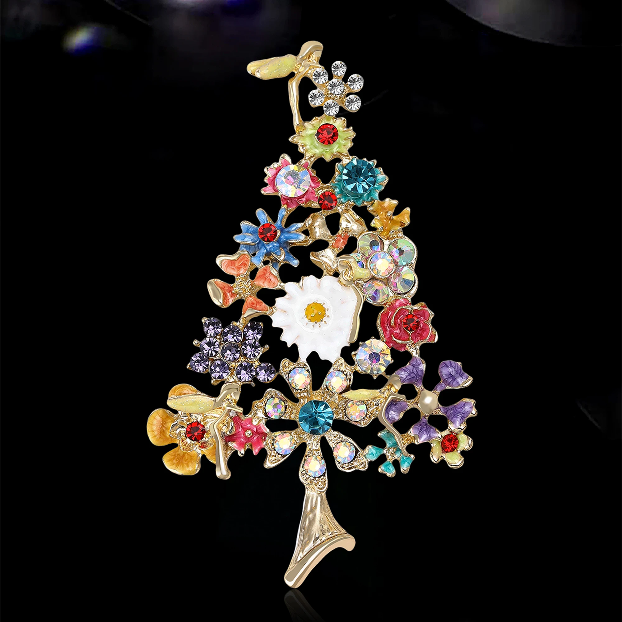 

Christmas Classic Rhinestone Tree Brooches for Women Unisex Plant Pins Event Party Gifts Backpack Decoration Clothes Accessories