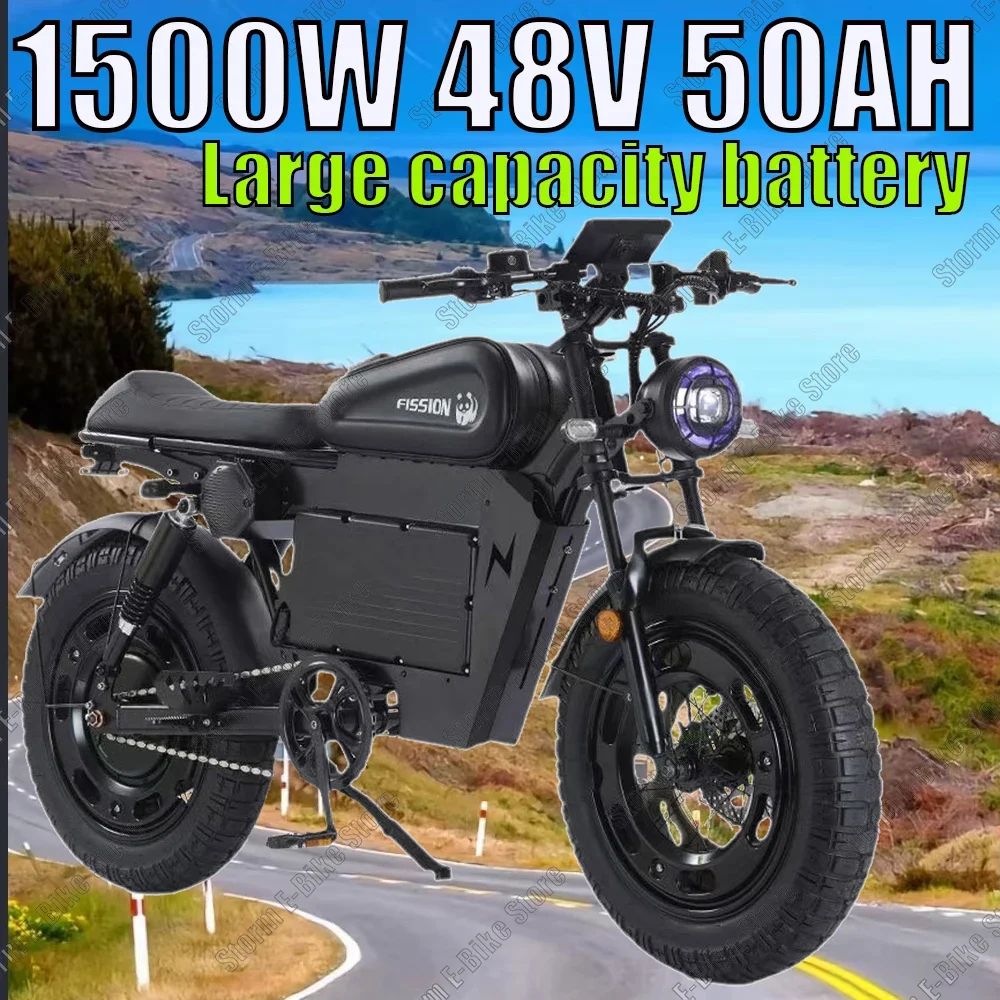 All-terrain E-Bike 1500W48V50AH Battery, 20*4.5-inch Snow Tires, Mountain Electric Bicycle, Off-road Electric Motorcycle Style