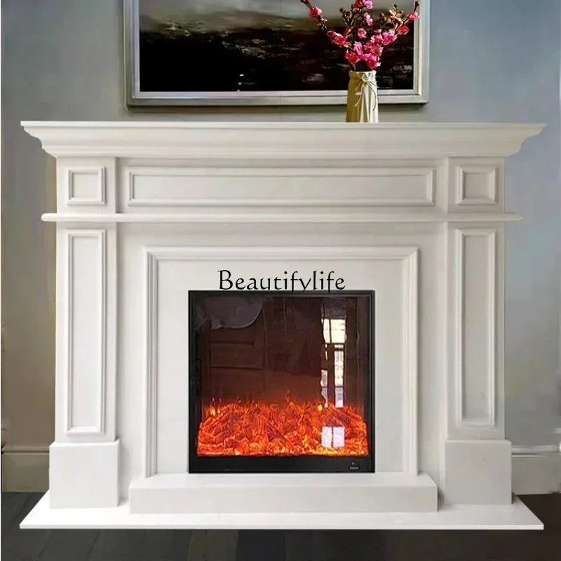 

Natural French Simplicity Marble Mantelshelf American Interior Background Wall Hallway Stone Curio Cabinet