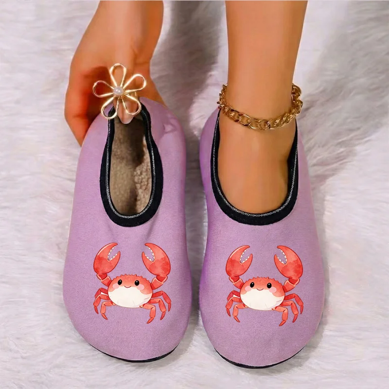 

Four season wearable couple cartoon bird print with thin velvet lining, breathable, high elasticity, anti slip floor slippers