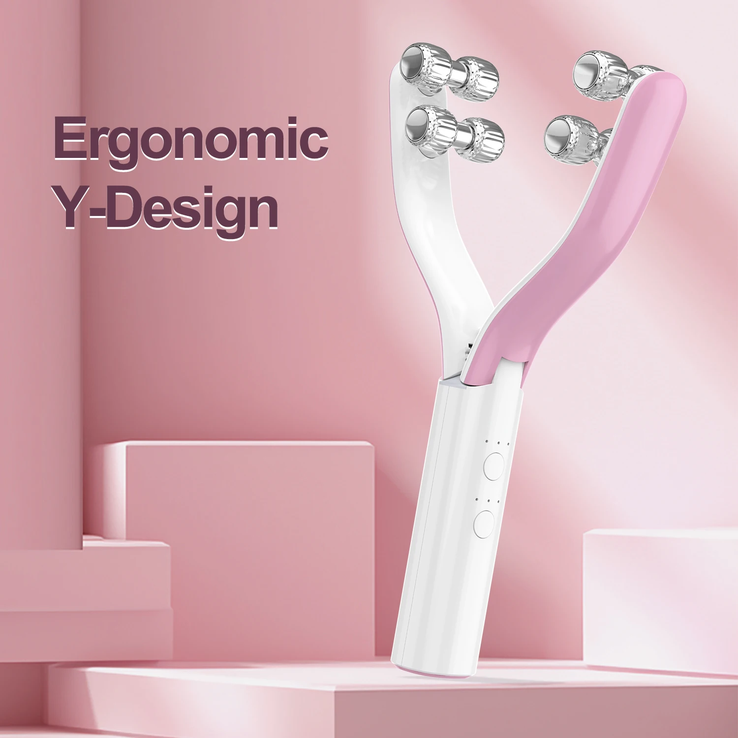 Microcurrent Facial Massager V-Shape Lifting Treatment Anti-Wrinkle & Firming Cheek & Jawline Slimming Y-Shaped Roller