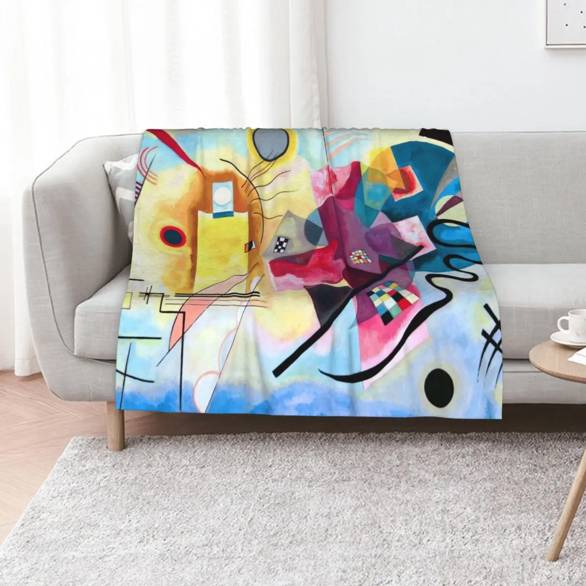 Wassily Kandinsky - Yellow Red Blue Throw Blanket Spring Fall Cozy Throw Blanket for Couch