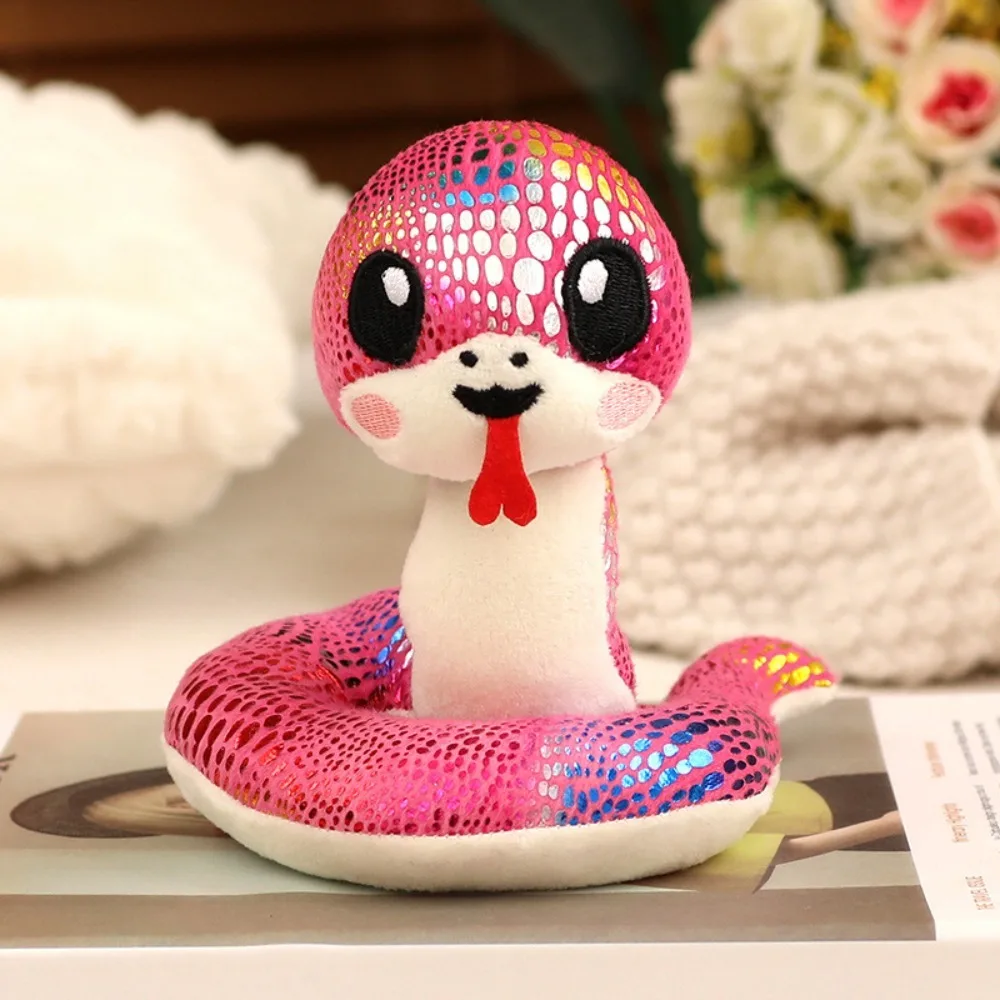 Standing Shoulder Snake Year Plush Toy Magnetic Suction PP Cotton Snake Year Mascot Toy Cartoon Soft Lucky Snake Doll Plushies