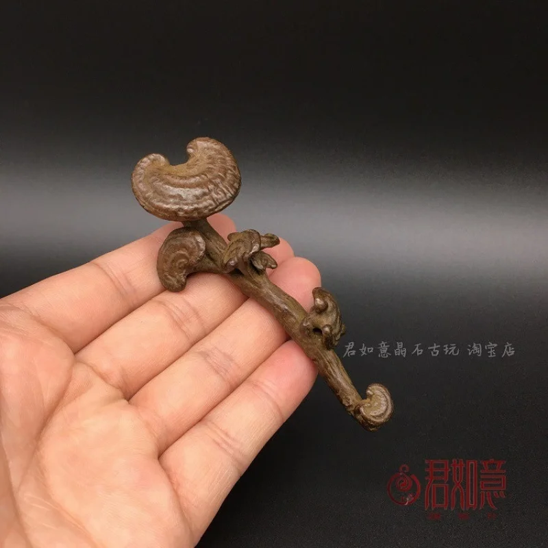 

Small Copper Ornaments Solid Copper Ganoderma Pen Holder Ornament Realistic Small Ganoderma Lucidum Copper Handle Ornament with