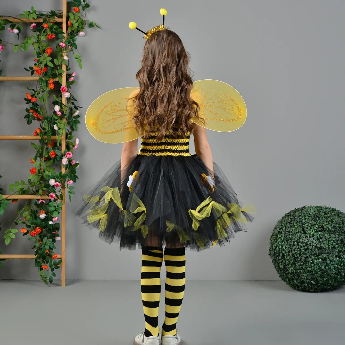 Little Bee Tutu Dress for Girls Halloweeen Cosplay Costume Tulle Flowers Kids Holiday Party Honeybee Fairy Fancy Dress Up Outfit