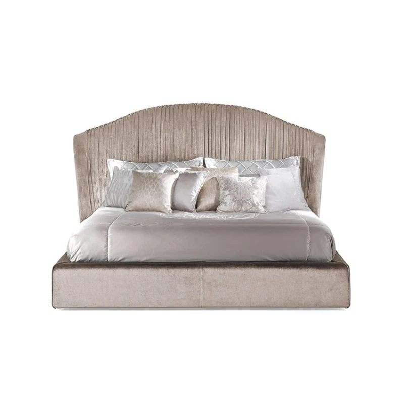 

Italy, light luxury Roberto Robert rivet fabric solid wood 1.8 meters double bed 2 meters large bed