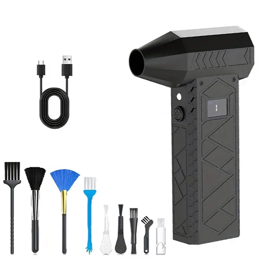 180000RPM Wireless Turbo Jet Blower Battery Level Display LED Lighting High-Speed Air Blower Handheld Turbo Jet Fan Dust Blowing