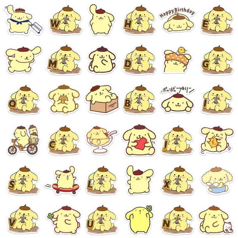 57PCS Sanrio Cartoon Cute pompon Purin Stickers Notebook cellulare Shell Water Cup bagagli decorazione adesivi all'ingrosso