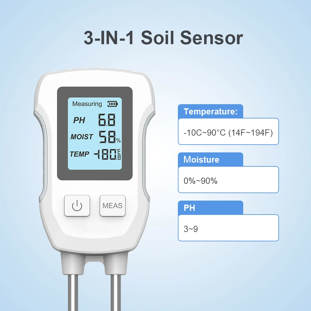 Humidity/Temperature/PH 3-in-1 Soil Tester LCD Display Soil Detector Moisture Meters For Gardening, Potted Plants