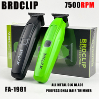BRDCLIP FA1981 7500RPM Professional X Hair Trimmer 0 Distance DLC Blade Barber 1500mAh Finish Machine Salon Electric Clipper