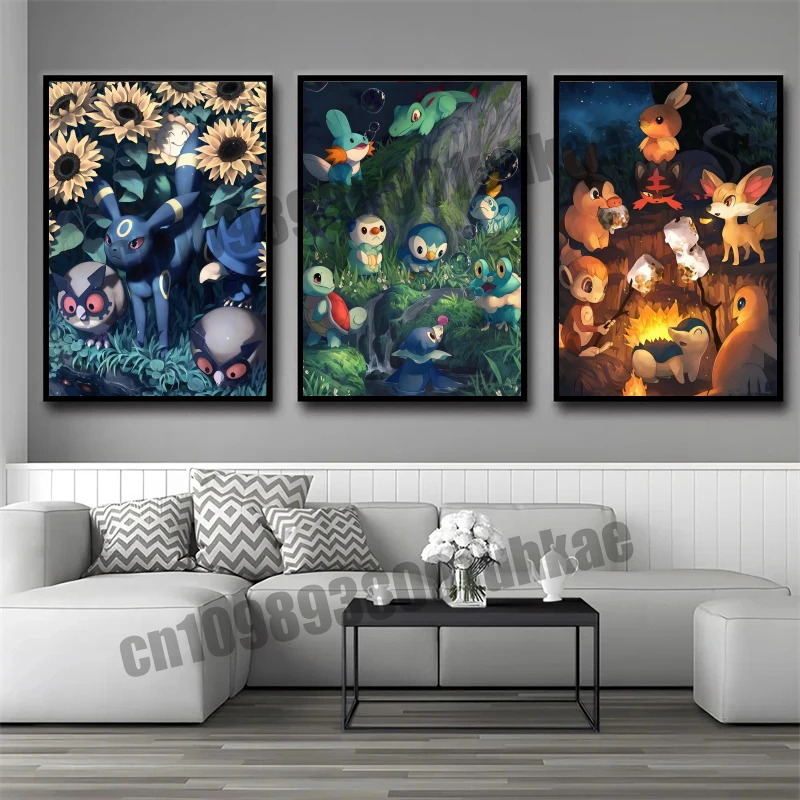 

Anime Pokemon Gengar Pikachu EeveeSnorlax Moltres Milotic HD Painting Mural Pictures High Quality Canvas Painting Jewelry Gift
