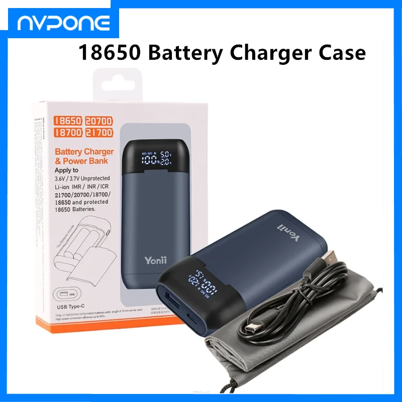 DIY Power Bank Box QC3.0 PD 18650 Bateria Carregador Caso Portátil 18W Caso de carregamento rápido para 18650 217000   20700 baterias de lítio