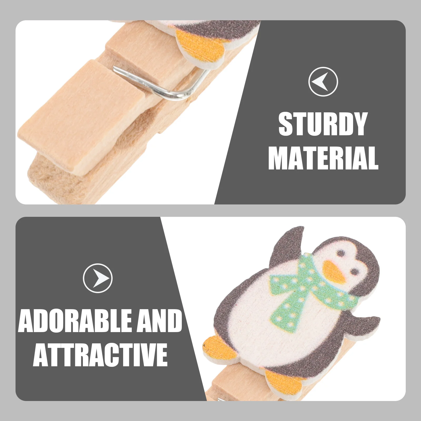 

10Pcs Christmas Penguin Wooden Photo Clips Adorable Multi-Functional Picture Holders for Crafts Party Decoration DIY Collage