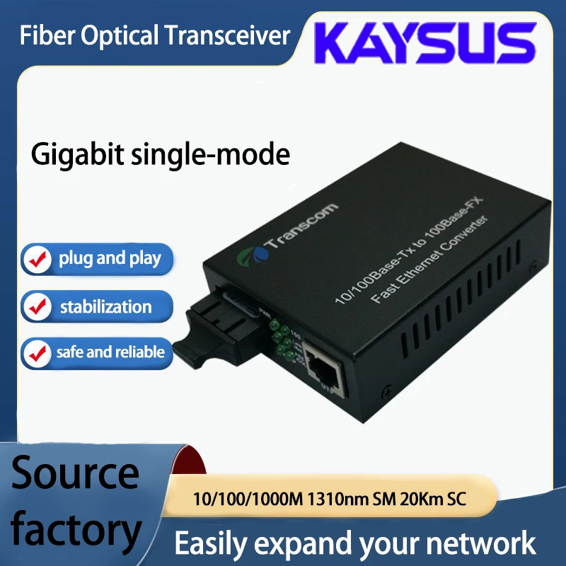 

Gigabit Fiber Optical Media Converter Switch 1000M Single Mode Multimode UPC/APC 2 SC-Port to 1 RJ45 Fiber Transceiver Kit
