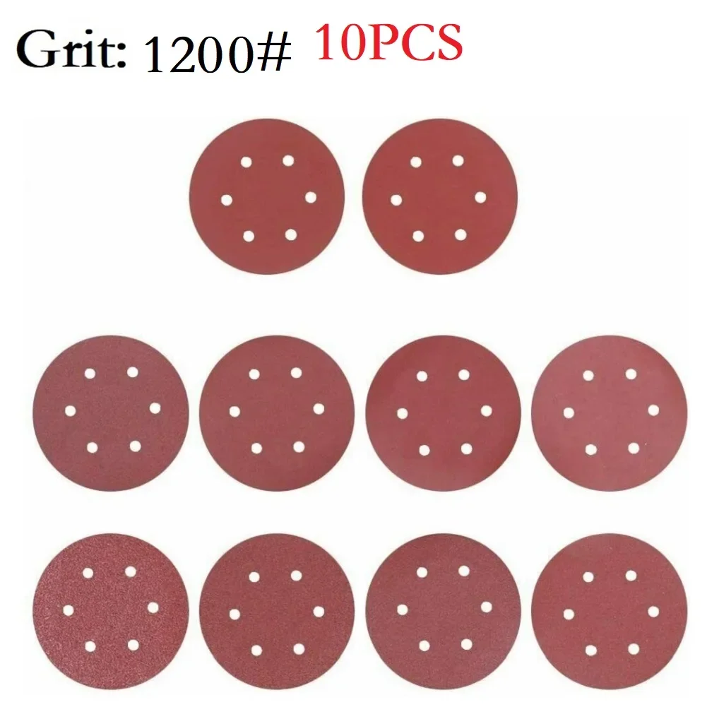 10pcs 225mm Sandpaper 6 Hole Round Hook Loop Sanding Paper 40-2000grit Sanding Disc Abrasive Polishing Tools